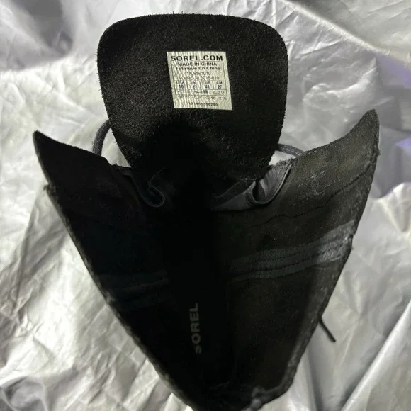 Sorel Joan Of Arctic Wedge II Black Leather Lace Up Boot Women's Size 10 - Picture 8 of 9